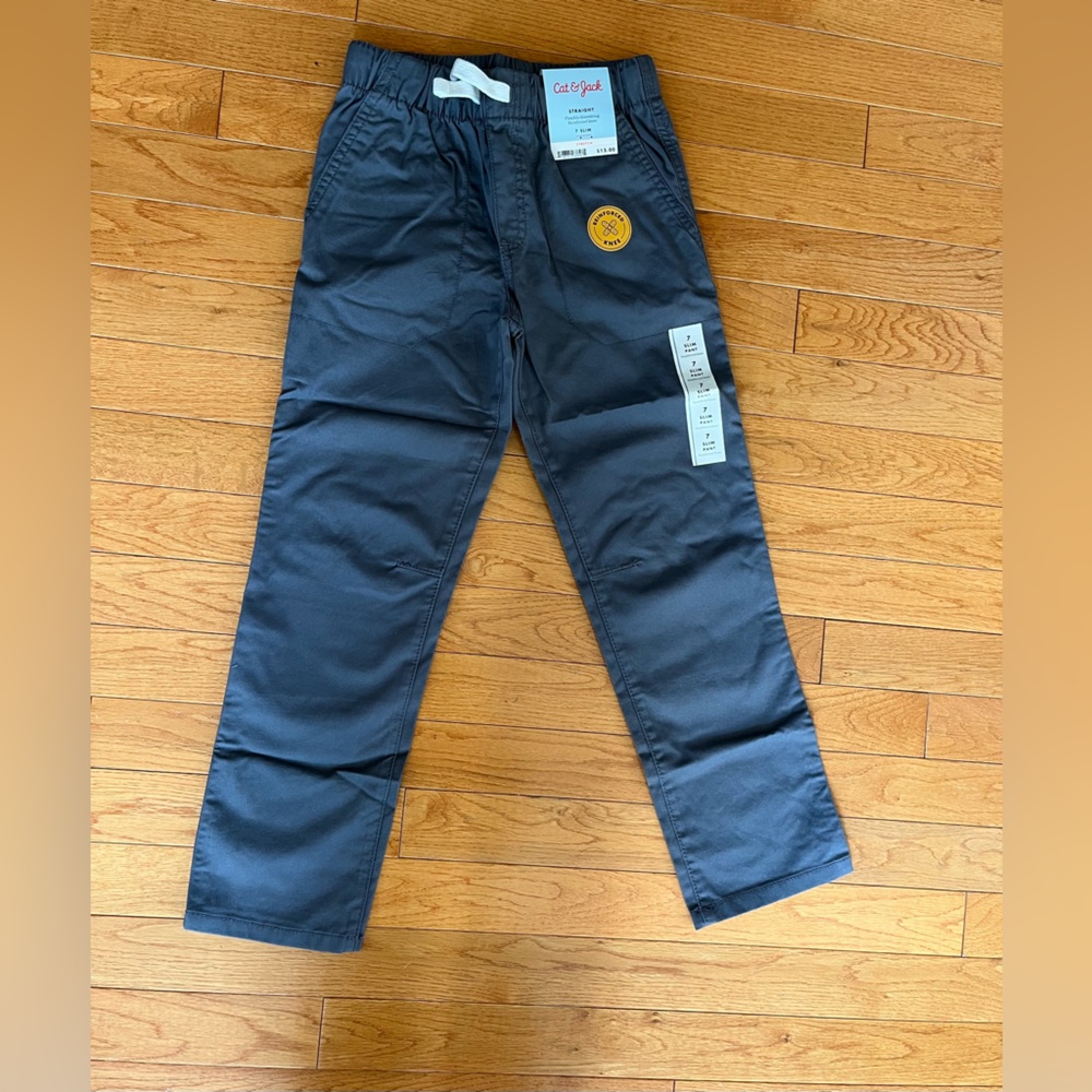 Cat & Jack Gray Elastic Waist Pants for boys  size: 7 slim